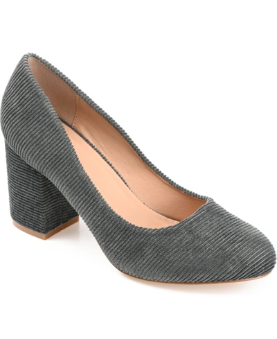 Journee Collection Fai Womens Courdoroy Slip On Block Heels In Green