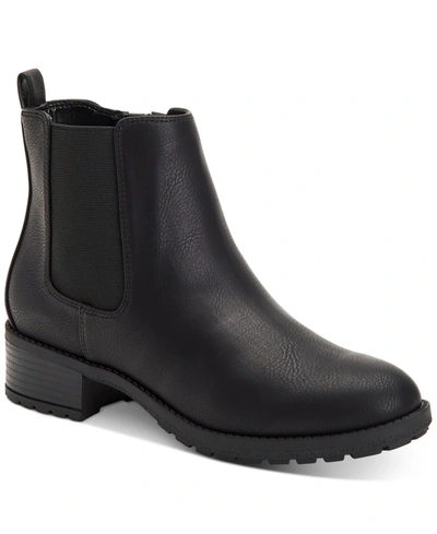 Style & Co Gladyy Womens Faux Leather Round Toe Chelsea Boots In Black