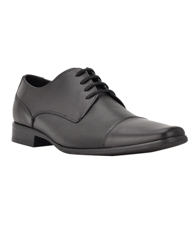 Calvin Klein Men's Bram Lace Up Cap-toe Leather Dress Shoes In Black