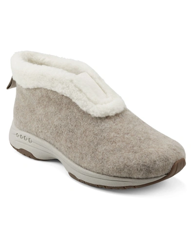 Easy Spirit Tree Pose 2 Womens Faux Fur Slip On Slip-on Sneakers In Oatmeal