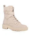 Guess Women's Orana Combat Booties Women's Shoes In Ivory - Synthetic