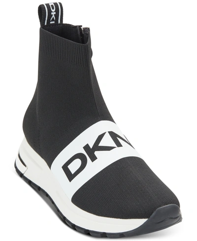 Dkny Mace Logo-print Stretch-knit High-top Trainers In Multi