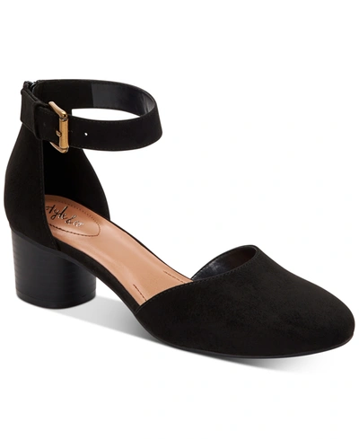 Style & Co Women's Alinaa Two Piece Stacked Heel Dress Pumps, Created For Macy's In Black Micro