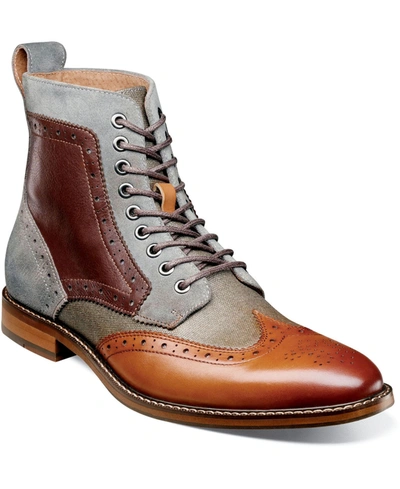 Stacy Adams Men's Finnegan Wingtip Lace Up Boots In Cognac Multi