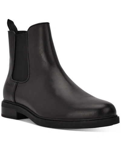 Calvin Klein Fenwick Mens Leather Ankle Chelsea Boots In Black