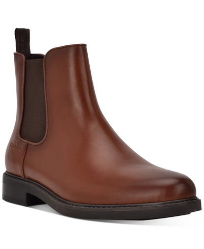 Calvin Klein Men's Fenwick Pull On Chelsea Boots In Medium Brown