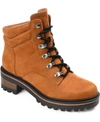 Journee Collection Nyia Womens Faux Leather Lugged Sole Hiking Boots In Cognac