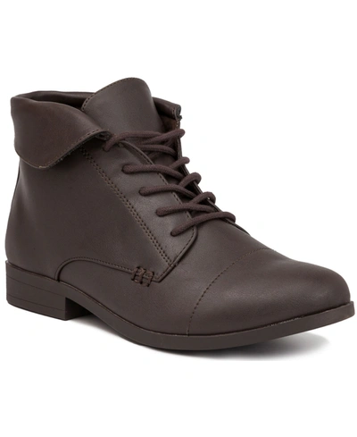 London Fog Women's Clora Lace-up Bootie Women's Shoes In Brown Smooth