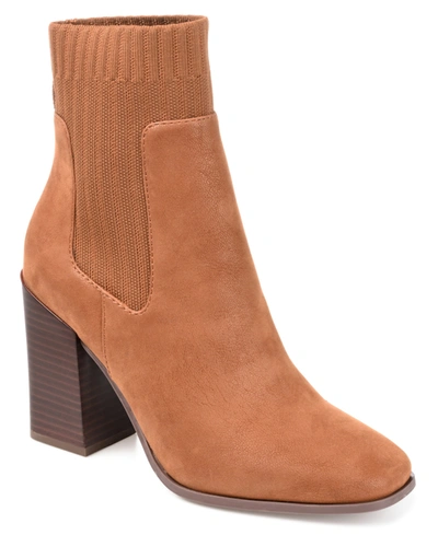 Journee Collection Adalia Block Heel Bootie In Cognac