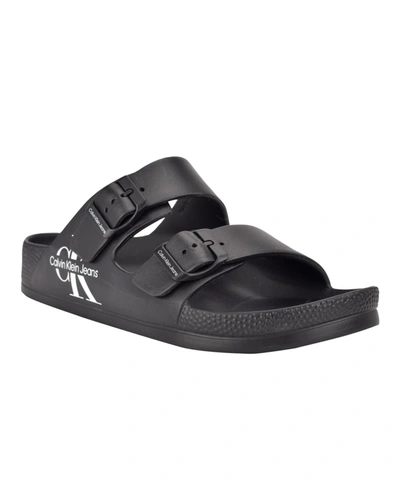 Calvin Klein Men's Zion Open Toe Casual Slip-on Sandals In Black