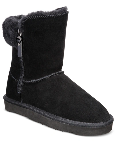 Style & Co Maevee Womens Leather Ankle Winter & Snow Boots In Black