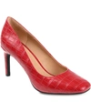 Journee Collection Womens Monalee Square Toe Mid Heel Pumps In Red
