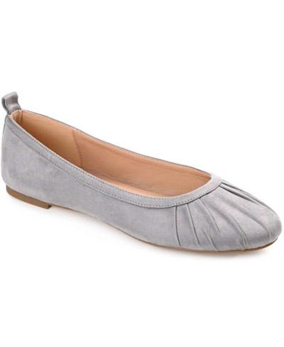 Journee Collection Women's Tannya Ruched Ballet Flats In Gray