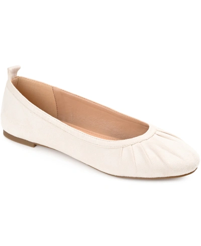 Journee Collection Women's Tannya Ruched Ballet Flats In Bone