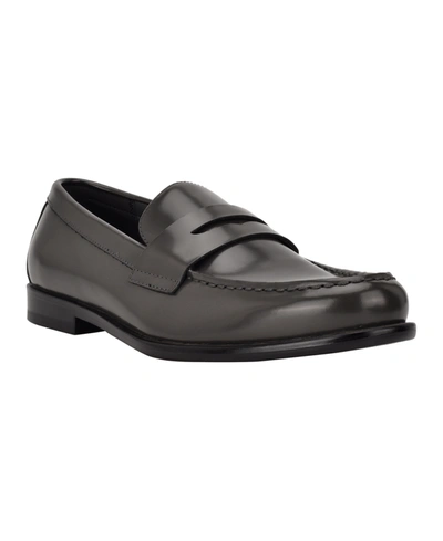 Calvin Klein Men's Crispo Penny Loafer Dress Shoes Men's Shoes In Black Leather