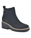 White Mountain Dear Block Heel Boot In Black/fabric