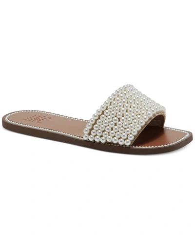 Inc International Concepts Pelle Flat Slide Sandals, Created For Macy's In Pearl