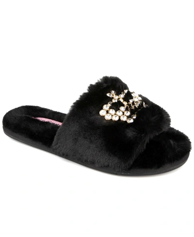 Juicy Couture Women's Gwenno Faux Fur Slipper Women's Shoes In Black
