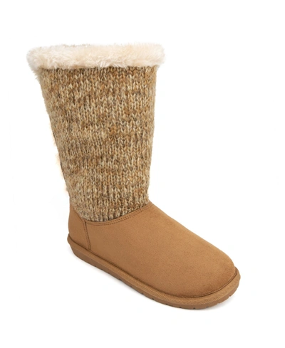 Sugar Panthea Womens Microsuede Faux Fur Shearling Boots In Chestnut Micro
