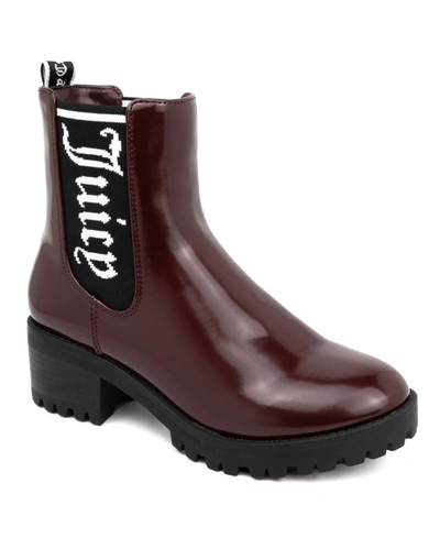 Juicy Couture One Up Womens Block Heel Lug Sole Mid-calf Boots In Burgundy,burgundy-rr