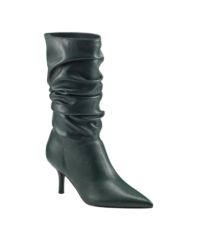 Marc Fisher Manya 2 Womens Faux Leather Pointed Toe Mid-calf Boots In Green