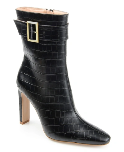 Journee Collection Women's Elanie Croc Booties In Black