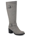 WHITE MOUNTAIN DAMASK HEELED QUILTED TALL BOOTS WOMEN'S SHOES