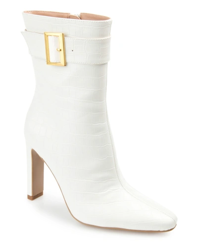 Journee Collection Women's Elanie Croc Booties In White