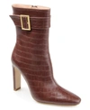 Journee Collection Elaine Croc Embossed Comfort Foam Bootie In Brown