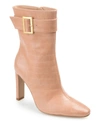 Journee Collection Elaine Croc Embossed Comfort Foam Bootie In Tan