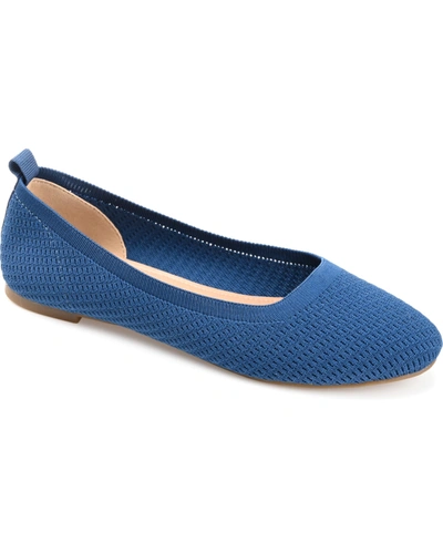 Journee Collection Womens Maryann Knit Round Toe Ballet Dress Flats In Blue