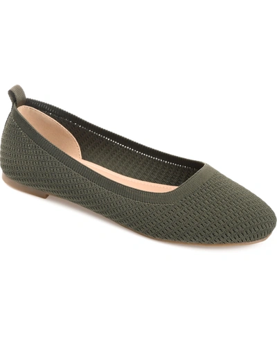 Journee Collection Womens Maryann Knit Round Toe Ballet Dress Flats In Green