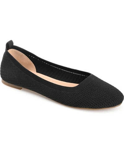 Journee Collection Women's Maryann Knit Ballet Flats In Black