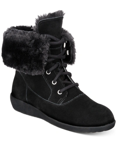 Style & Co Aubreyy Womens Faux Fur Lined Ankle Winter & Snow Boots In Black