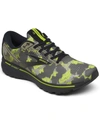 Brooks Men's Ghost 14 Running Sneakers From Finish Line In Olive/lime Punch/black