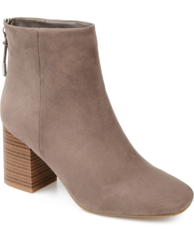 Journee Collection Women's Audrina Stacked Heel Dress Booties In Taupe