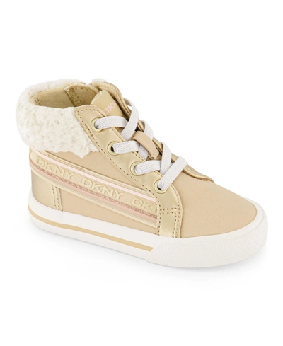 Dkny Toddler Girls Hannah Elastic Sneakers In Gold-tone