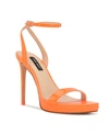 Nine West Women's Zadie Square Toe Stiletto Heel Dress Sandals Women's Shoes In Neon Tangerine Patent