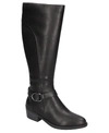 Easy Street Luella Plus Womens Faux Leather Block Heel Knee-high Boots In Black