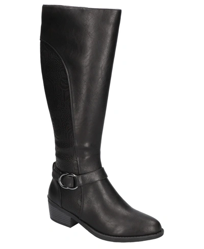 Easy Street Luella Plus Womens Faux Leather Block Heel Knee-high Boots In Black