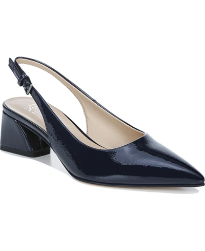 Franco Sarto Racer Slingback Pumps Women's Shoes In Midnight Faux Patent