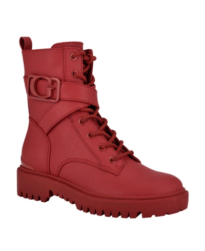 Guess Women's Orana Combat Booties In Red- Synthetic