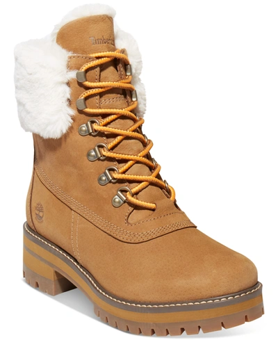 Timberland Women's Courmayeur Valley 6" Faux Fur Waterproof Lug Sole Boots Women's Shoes In Medium Brown Nubuck