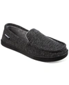 Isotoner Men's Preston Heather Knit Moccasin Slippers In Dark Charcoal Heather