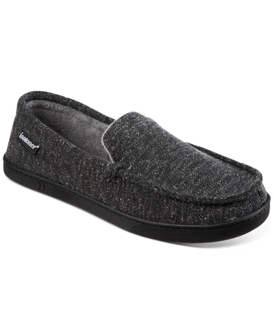 Isotoner Men's Preston Heather Knit Moccasin Slippers In Navy Blue