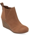 Toms Kelsey Womens Suede Wedge Ankle Boots In Tan