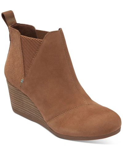 Toms Kelsey Womens Suede Wedge Ankle Boots In Tan