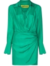 Gauge81 Naha Long Sleeve Silk Shirtdress In Green