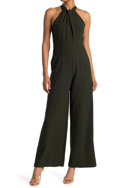 Julia Jordan Halter Neck Jumpsuit In Dark Olive