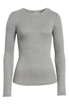 Bp. Ribbed Long Sleeve Tee In Grey Cloudy Heather